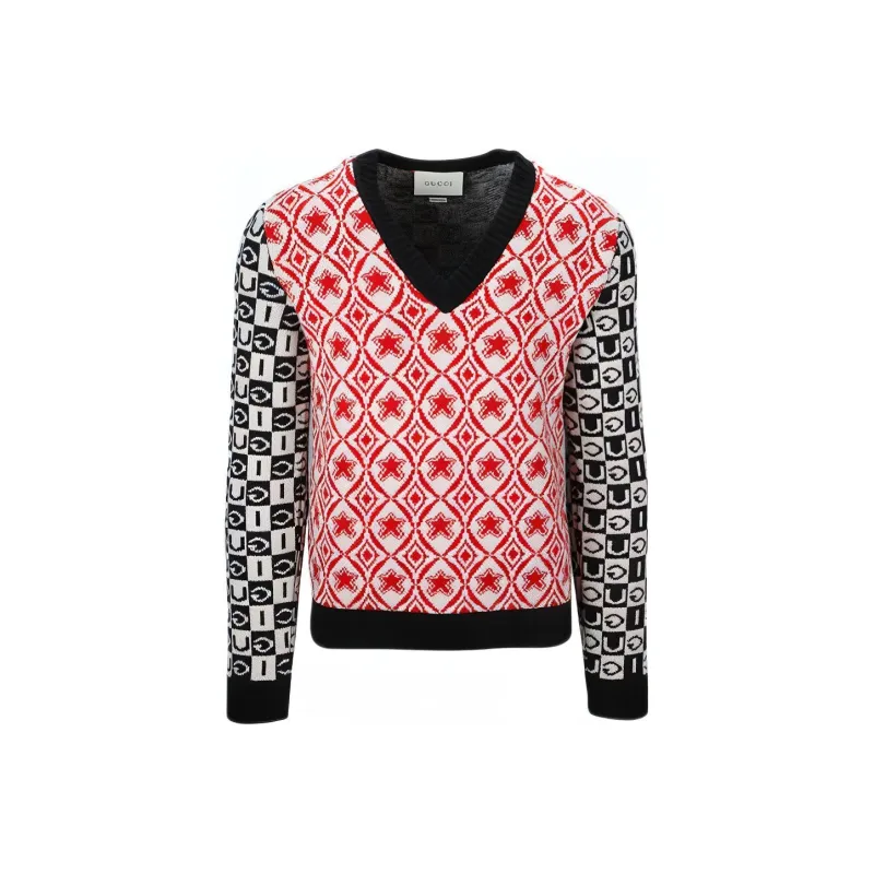 GUCCI Long Sleeved V-Neck Knitted Jumper-0