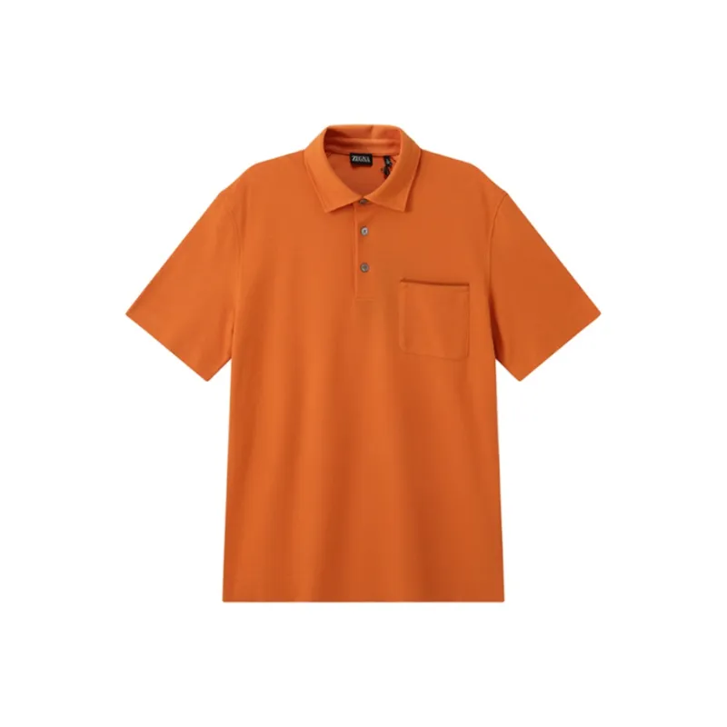 Zegna SS24 Polo Shirt Men's Bright Orange-0