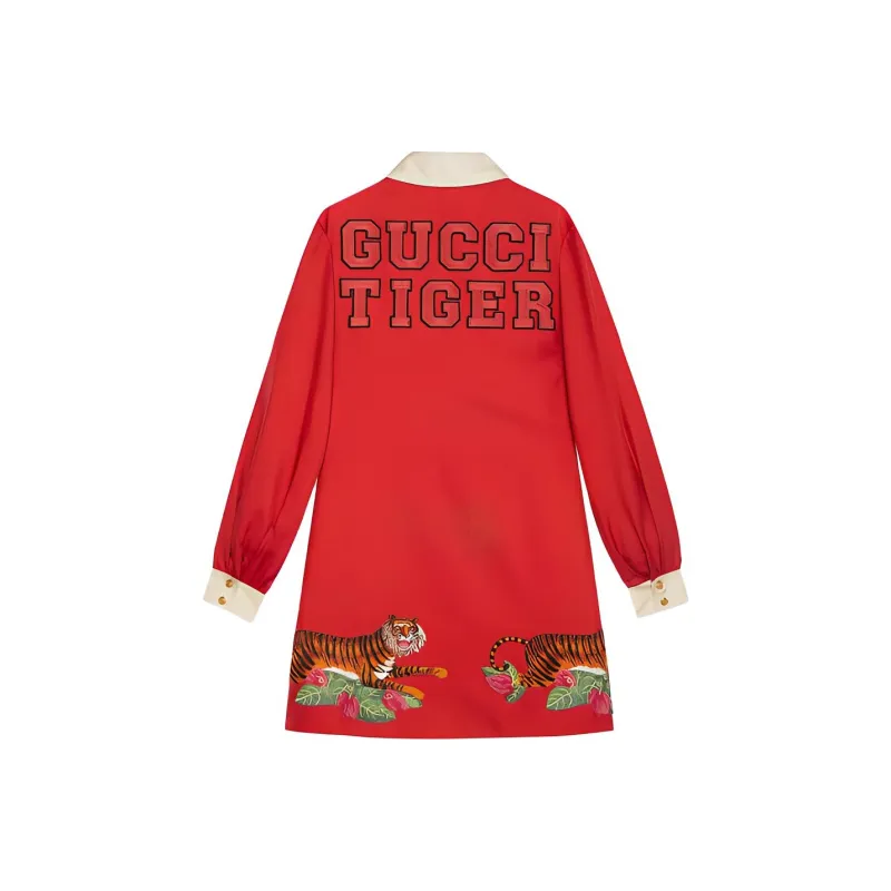GUCCI SS22 Long Sleeved Dress Women's Red-1