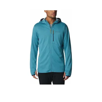 Columbia Park View Men Blue Fleece Full Zip Hoodie Sweatshirt Men's Turquoise