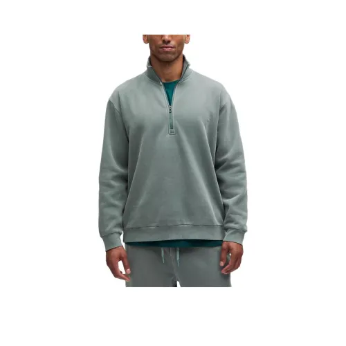 Lululemon Steady State Half Zip Wash Sweatshirt Unisex Rare Washed Black Pine