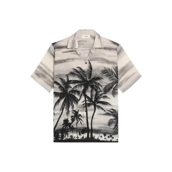 CELINE Hawaiian Shirt In Printed Crepe De Chine