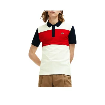 LACOSTE Polo Shirt Men's Navy Blue Red White
