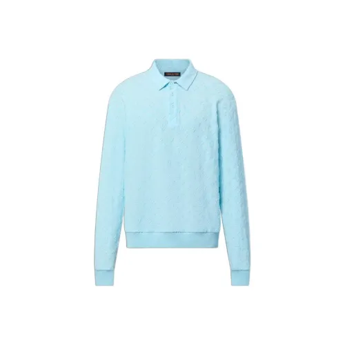 LOUIS VUITTON x Tyler Monogram Long Sleeved Cotton Polo Shirt Polo Shirt Men's Blue