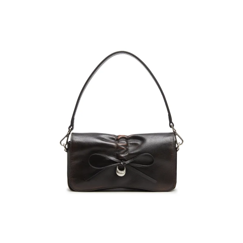 Staccato Sheepskin Shoulder Bag Trumpets Women's Starlight Silver/Vintage Dark Coffee-5