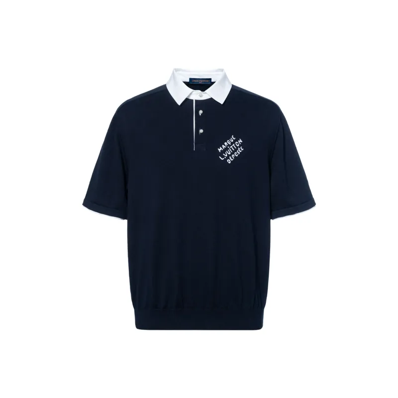 LOUIS VUITTON Embroidered Short Sleeved Cotton Blend Polo Shirt-0