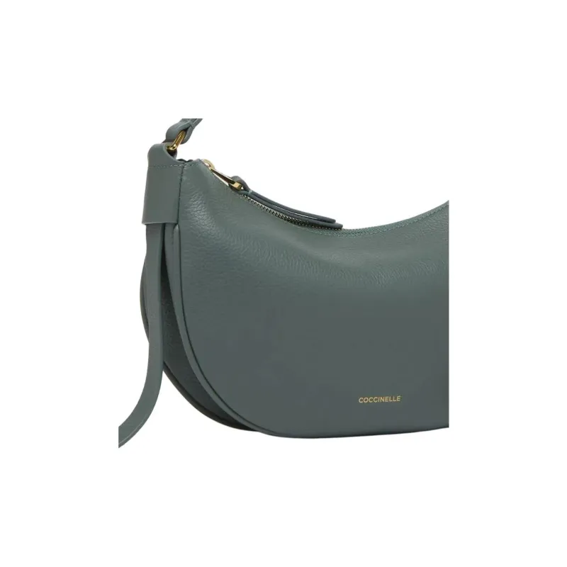 COCCINELLE Grained Leather Shoulder Bag Crossbody Bag Handbag Small Size Women's Feather Skirt Sweet Blue/Green-2