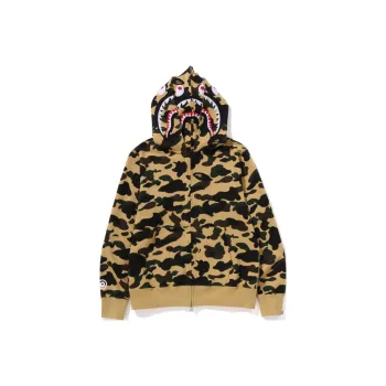 A BATHING APE Ultimate 1st Camo Ponr Shark Half Zip Raglan Pullover Hoodie