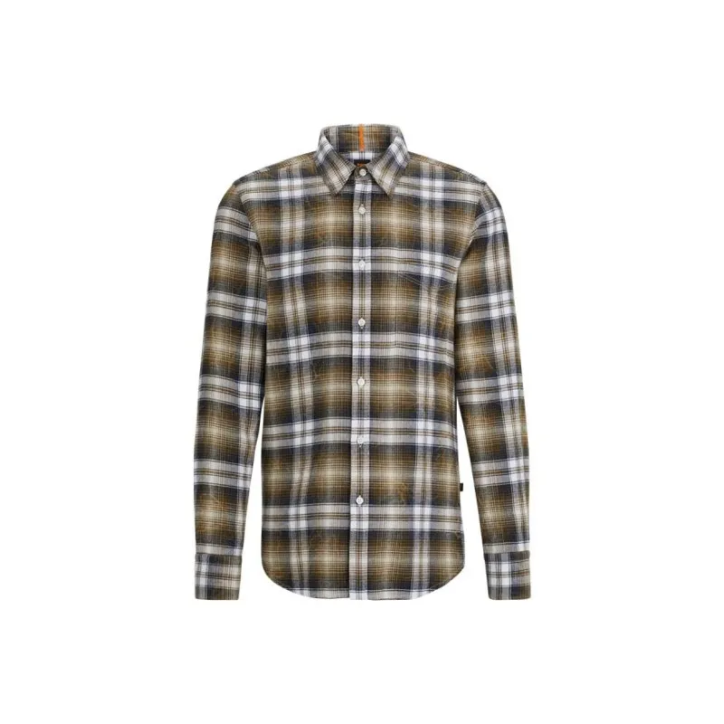 HUGO BOSS Plaid Flannel Cotton Shirt-0
