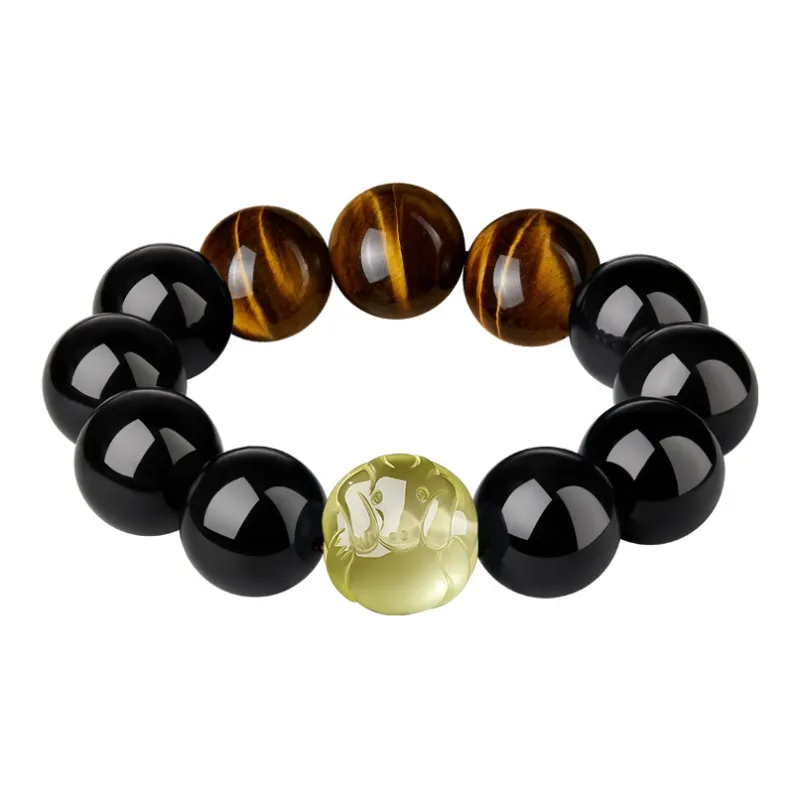 Moonstone Edge Natural Obsidian Bracelets Men's-9