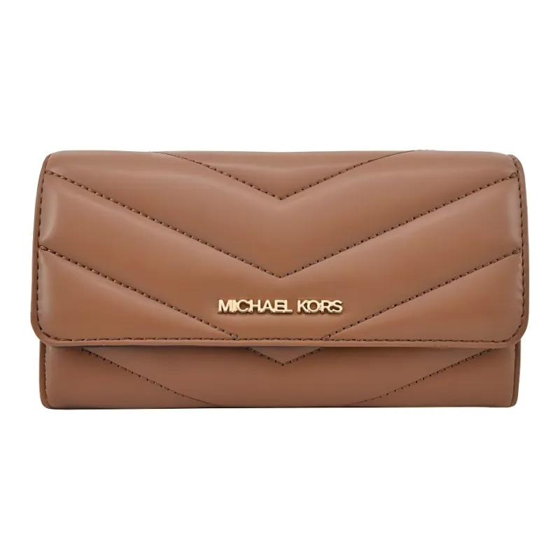MICHAEL KORS Jet Set Travel Imitation Leather Wallet Large Size Women's Brown-0