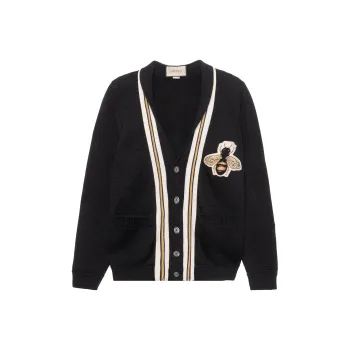 GUCCI Wool Cardigan With Bee Appliqué