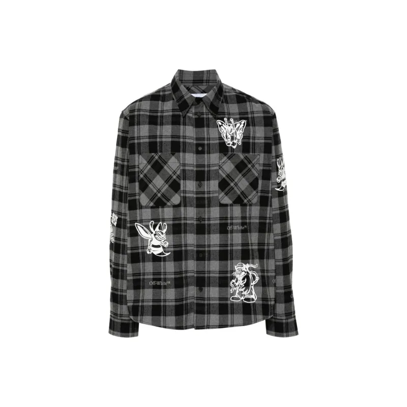 OFF WHITE Character Checked Long Sleeved Shirt-0