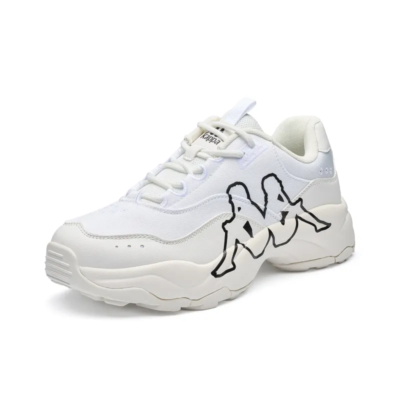 Kappa Anti Slip Wear Resistant Low Top Chunky Sneakers Unisex Classic White/Black-2