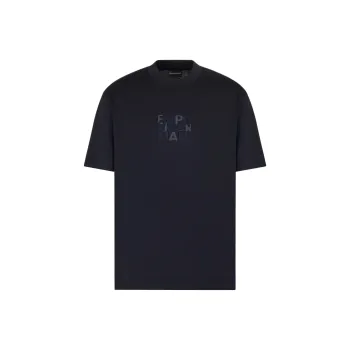 EMPORIO ARMANI Lyocell blend Jersey T shirt With Embroidery And Lettering Print