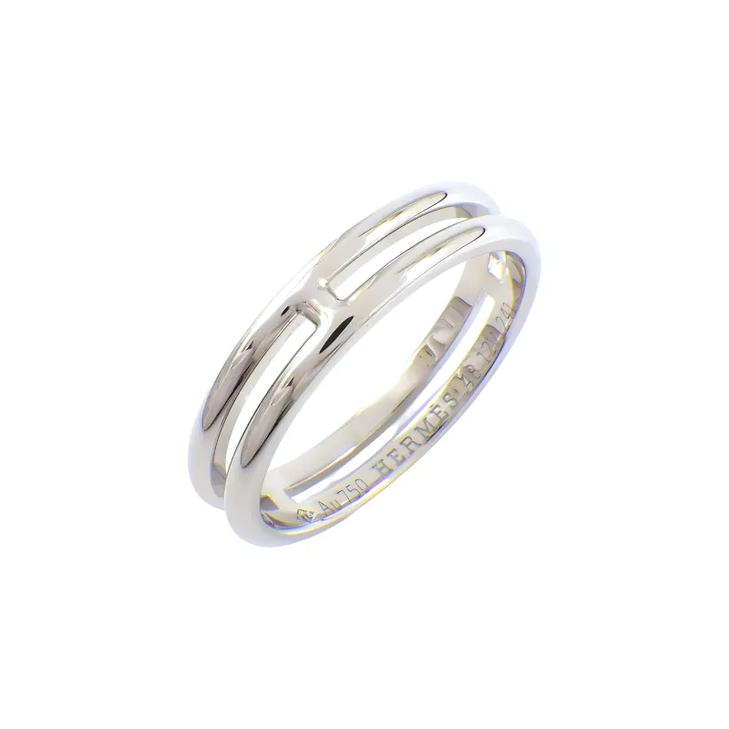 HERMES 18K White Gold Rings Unisex Silver-1