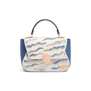Forever Lucky Cow Leather Shoulder Bag, Crossbody Bag, Handbag Women's Elite Blue/Light Camel