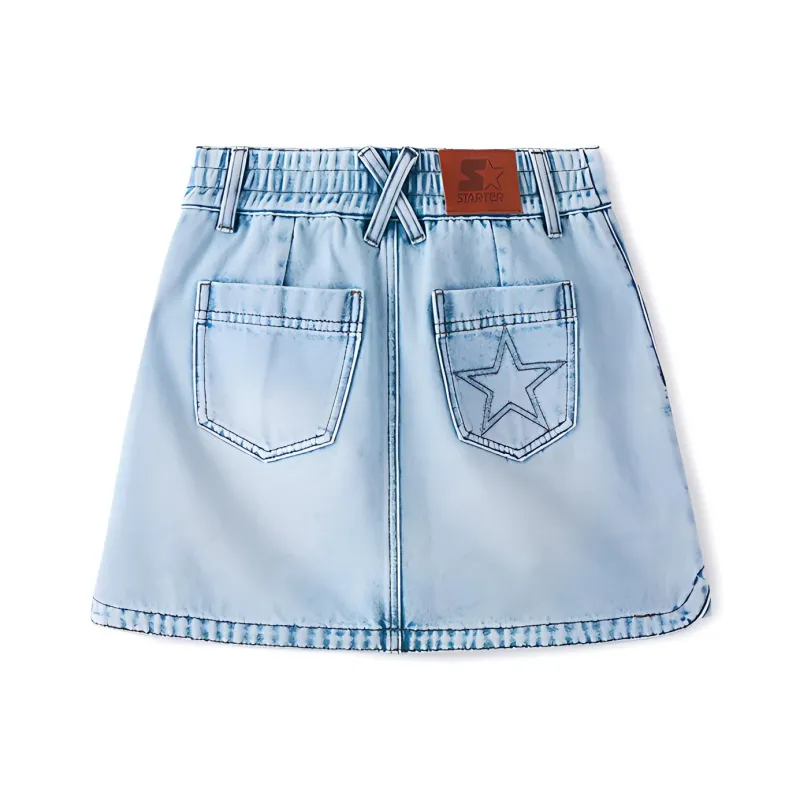 STARTER Denim Short Skirts Women's Light Blue-1