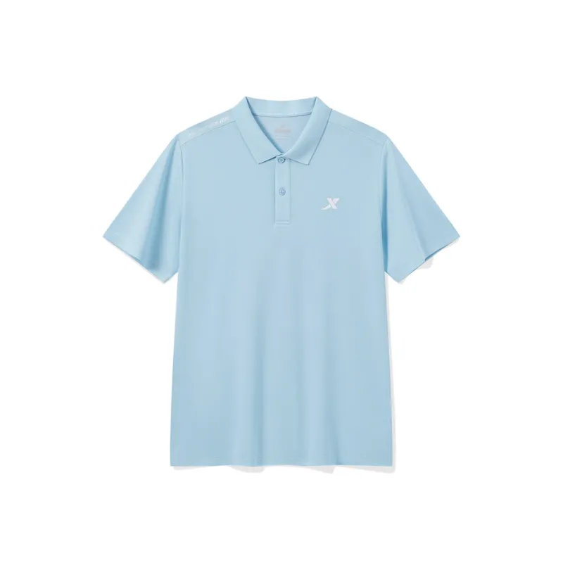 XTEP Comprehensive Training Short Sleeved Polo Shirt Men's Azure Blue-0