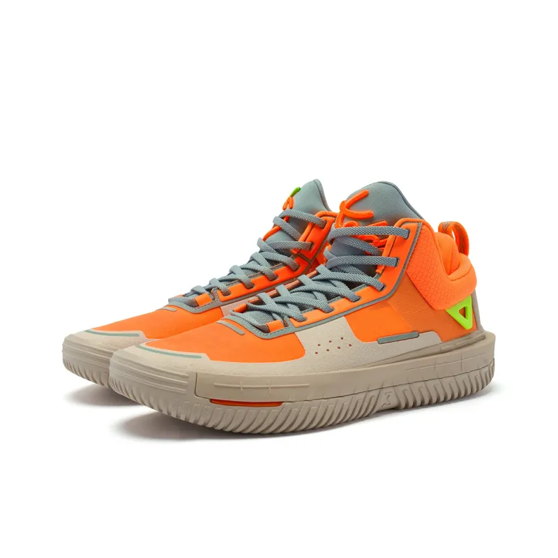 QIAODAN Cushioning Coverage Rebound Grip Breathable Low Top Basketball Shoes Men's Orange Brown-2