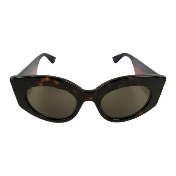 GUCCI Acetate Irregular Shape Sunglasses Women's Brown