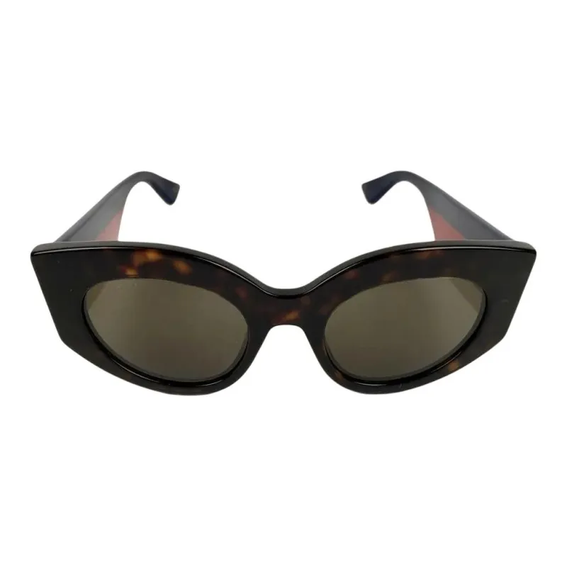 GUCCI Acetate Irregular Shape Sunglasses Women's Brown-0
