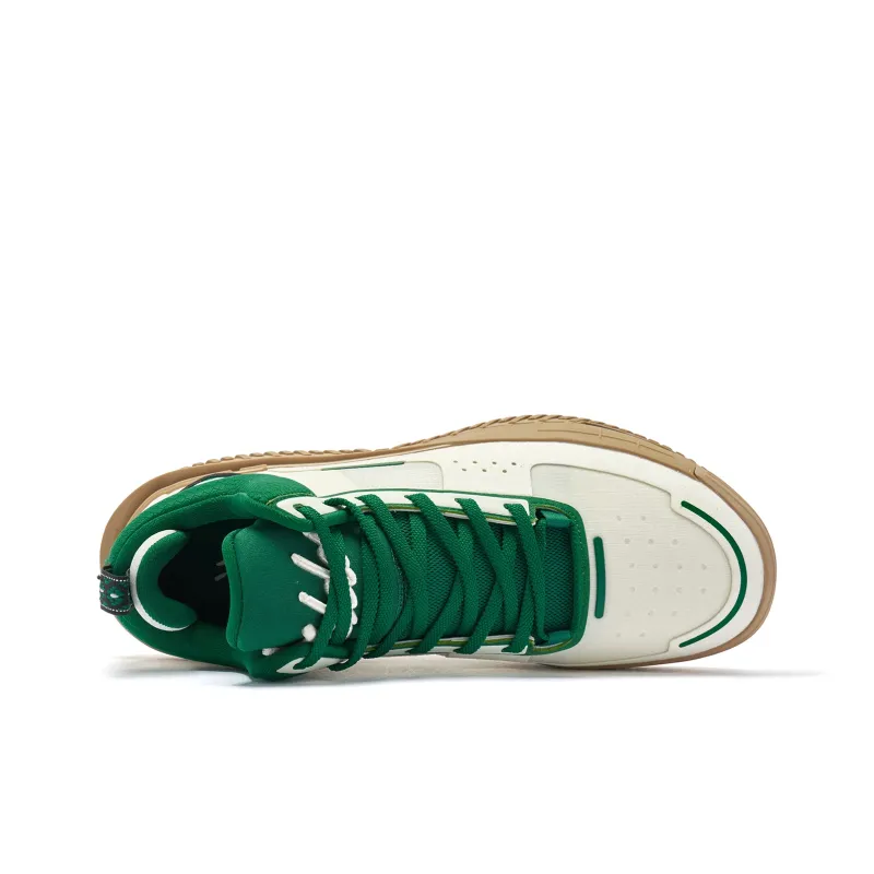 QIAODAN Cushioning Coverage Rebound Grip Breathable Low Top Basketball Shoes Men's White Green-3