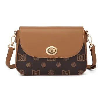MEXICAN PVC Shoulder Bag, Crossbody Bag Women's Dark Brown/Ecru