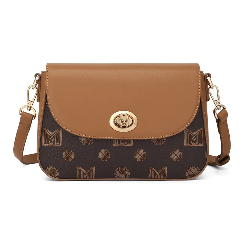 MEXICAN PVC Shoulder Bag, Crossbody Bag Women's Dark Brown/Ecru-0