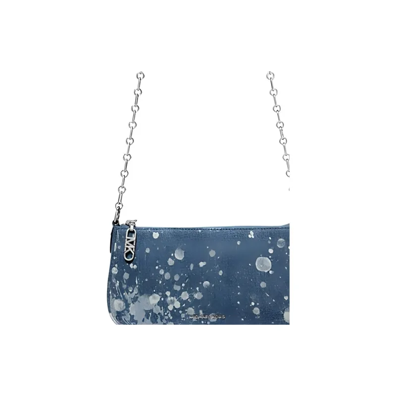 MICHAEL KORS Empire Medium Splattered Denim Chain Link Pochette-2