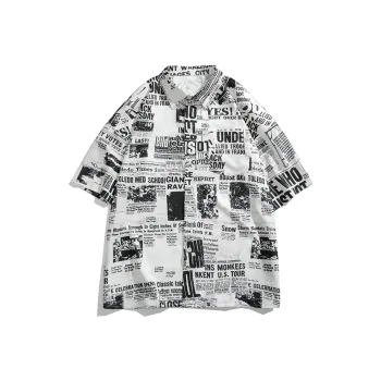 UF9193 Shirt Unisex White Base Vintage Newspaper