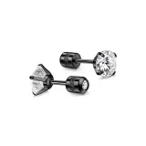 Black White Zircon-Iridescent Starry Stud Earrings (6MM)