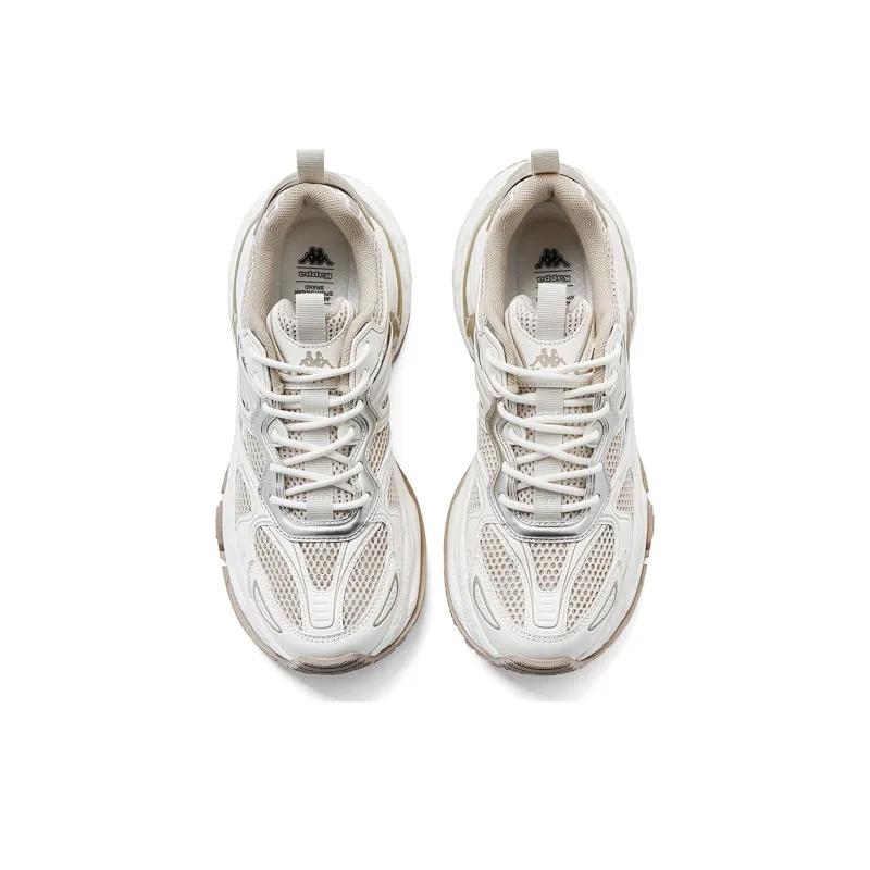 Kappa Back to Back Slip Resistant And Breathable Low Top Chunky Sneakers Unisex White Brown-3