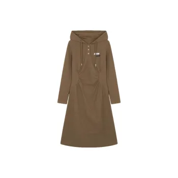 Mo Han Yi Mei Long Sleeved Dress Women's Khaki Brown