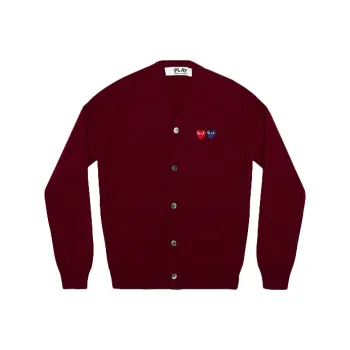 CDG Play Sweater Men's Burgundy Red