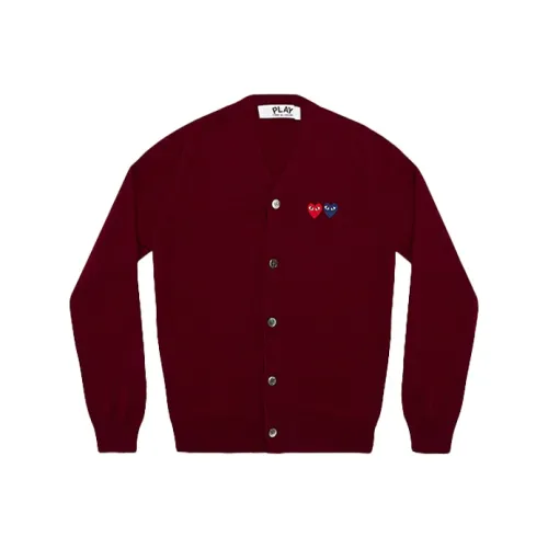CDG Play Sweater Men's Burgundy Red