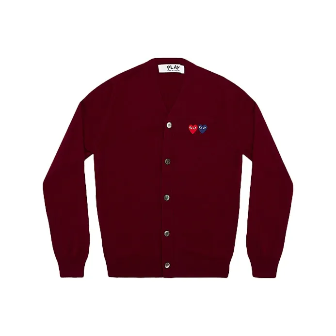 CDG Play Sweater Men's Burgundy Red-0
