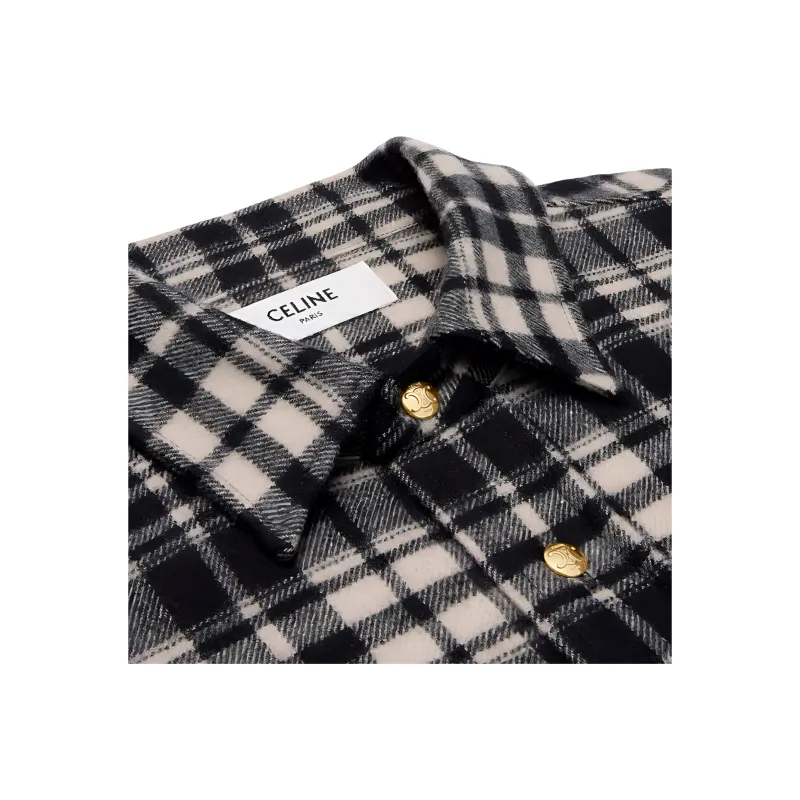 CELINE Overshirt In Checked Cashmere-2