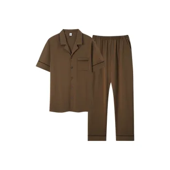 Sha Qian Pajama Set Men's Dark Brown
