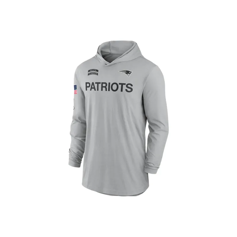 Nike New England Patriots Salute To Service Edge Mascot Lockup Men's Nike Dri FIT Nfl Long Sleeve Hooded Top-0