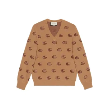 GUCCI Double G Jacquard Wool V neck Jumper