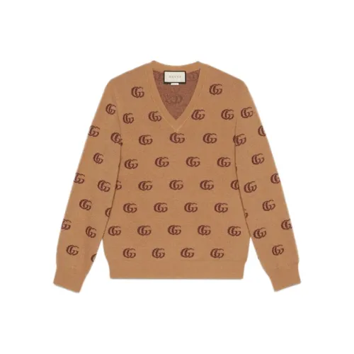 GUCCI Double G Jacquard Wool V neck Jumper