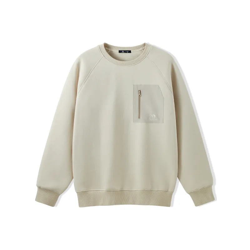 CAMEL Polar Fleece Warm Skin Stretch Soft Top Pocket Patchwork Raglan Sleeve Slim Fit Hoodie Men's-3