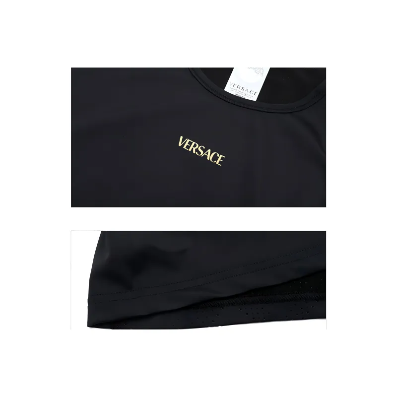 VERSACE Logo print Round neck T shirt-3