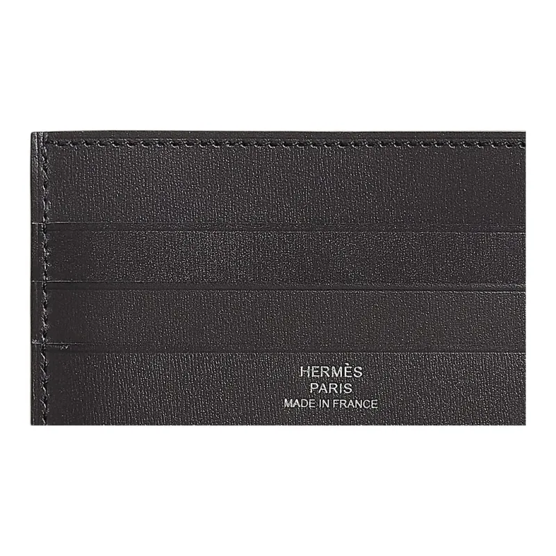 HERMES H Sellier Box Calfskin Card Holder Men's Black-2