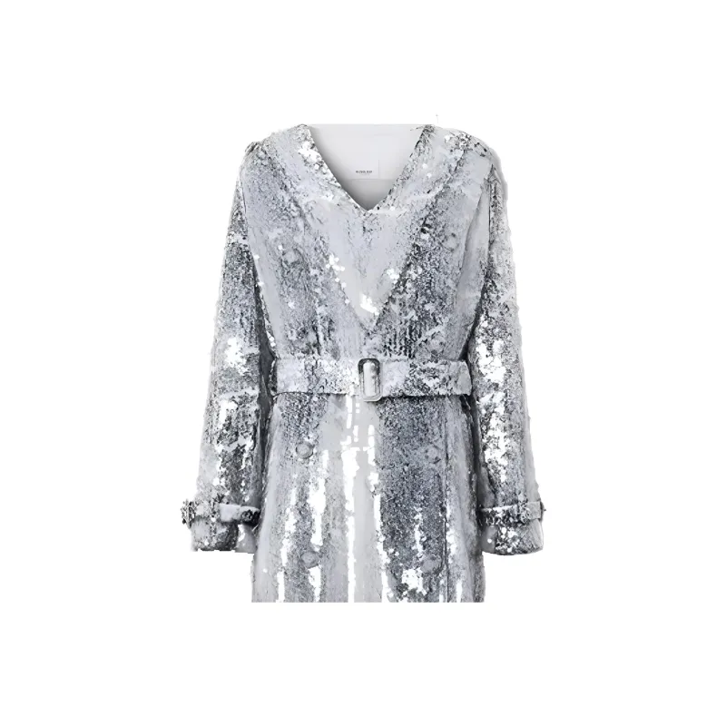 Burberry Long-Sleeved Dresses Women's Silver-4