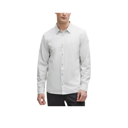 Lululemon New Venture Shirt Men's White Multicolor Waterdrop Silver Plaid