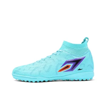 Kuding Soccer Shoes Unisex High Top Ice Blue Purple/Lemon/Cherry Blossom Pink