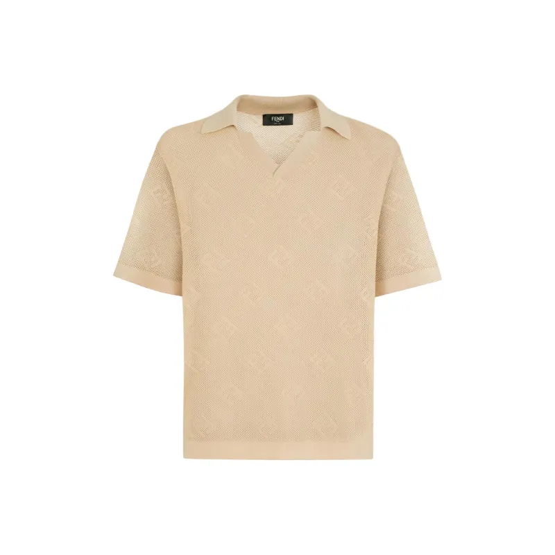 FENDI Short Sleeved V Neck Polo Shirt-0