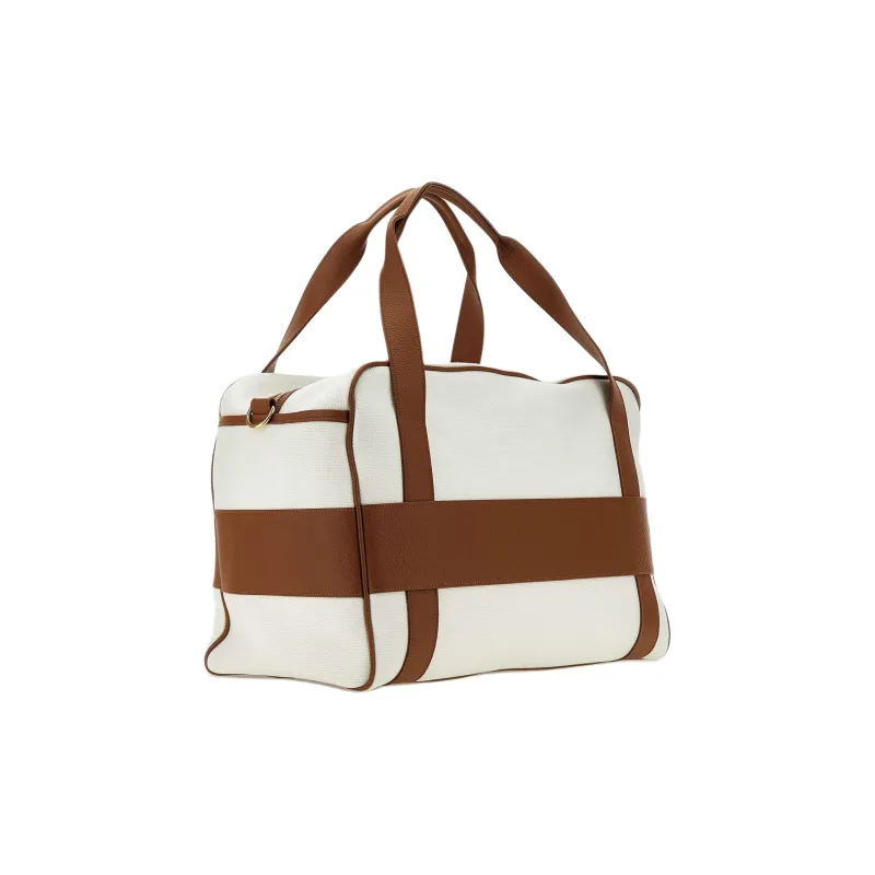 ELEVENTY FIRSTCLASS MADE IN ITALY Cotton Travel Bag Men's Brown & White-1